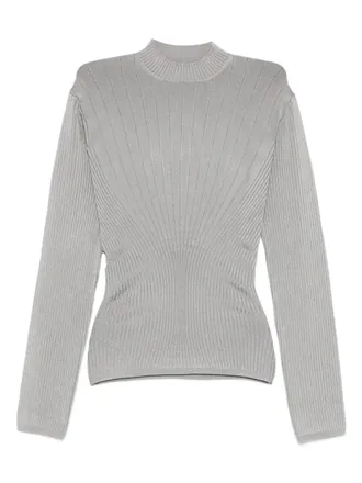 MUGLER Geribbelde coltrui - Grijs