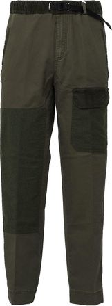 White Sand Textured Elastic Waistband Multi-Pocket Casual Pants