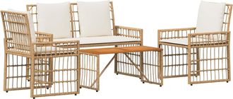 vidaXL Juego De Muebles De Exterior 4 Uds. Natural Y Crema Vidaxl