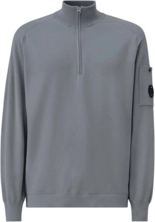 C.P. Company Cotton Crepe Half Zip - Heren - Vesten met rits - Blauw - S - Katoen - Hoodies & sweatvesten