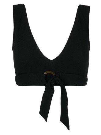 Duskii ribbed V-neck bikini top - women - Nylon/Spandex/Elastane - 14 - Black