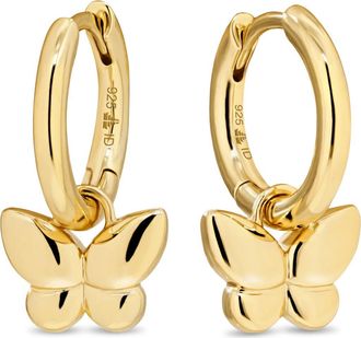 Devata Butterfly Hoop Earrings in Gold Plated Sterling Silver in Yellow Gold at Nordstrom