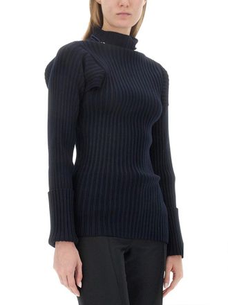 Philosophy di Lorenzo Serafini Ribbed Stretch Knit Sweater - Blue