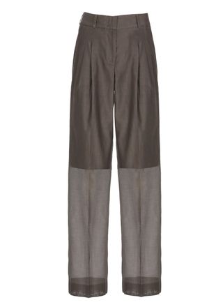 PESERICO Brown Cotton-Silk Straight-Leg Pants