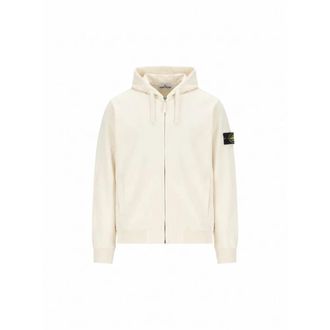 Stone Island Full Zip Hoodie - Heren - Vesten met rits - Wit - S - Katoen - Hoodies & sweatvesten