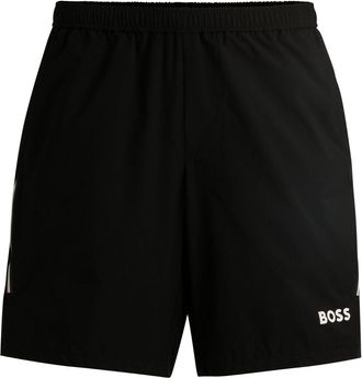 BOSS Trainingsshorts met logoprint - Zwart