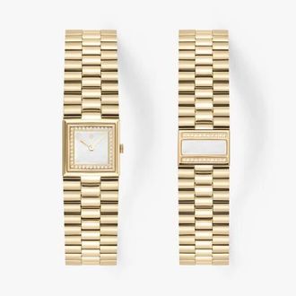 Vanna Catena Double-Gemstone Bracelet Watch in White Pearl-Gold at Nordstrom