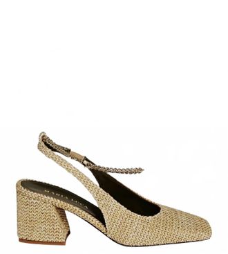 MARIA LUCA Womens Ilaria Raffia Leather Heels Pumps In Gold