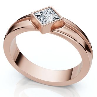 Pompeii3 Mens 3/8Ct Princess Cut Diamond Bezel Polished Wedding Ring 14k Gold Lab Grown