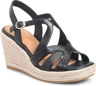 S&ouml;fft Norma Slingback Espadrille Platform Wedge Sandal in Black at Nordstrom, Size 8.5