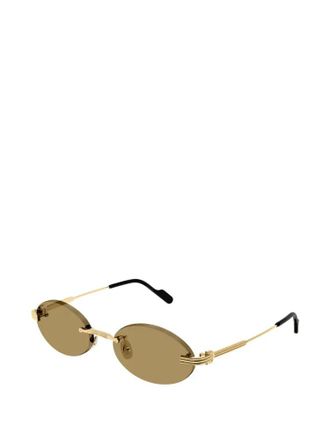 Cartier CT0615S Oval Metal Frame Sunglasses - Gold