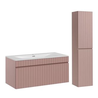 Petits Meubles Set mueble lavabo encastrado de y columna estratificado Rosado