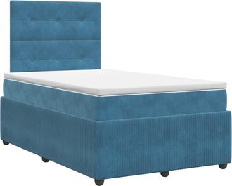 vidaXL Cama Box Spring Con Colch&oacute;n Azul 120 X 190 Cm Terciopelo Vidaxl