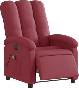 vidaXL Sill&oacute;n De Masaje Reclinable El&eacute;ctrico Tela Rojo Tinto Vidaxl