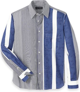 Paul Fredrick Linen Blend Stripe Casual Shirt