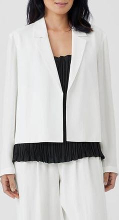 Eileen Fisher Open Front Silk Blazer in Ivory at Nordstrom Rack, Size X-Large