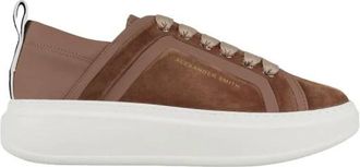 Alexander Smith Wembley Donna in su&egrave;de kameel met zijribbeling en leren hiel - Dames - Sneakers - Bruin - 40 EU - Su&egrave;de - Schoenen