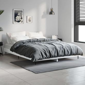 vidaXL Estructura De Cama Madera De Ingenier&iacute;a Blanca 135x190 Cm Vidaxl