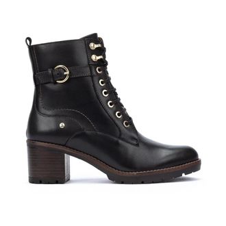 Pikolinos Llanes Lace-Zip Boot - Dames - Laarzen met Hak - Zwart - 36 EU - Leer - Schoenen