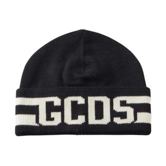 GCDS Gcds - Logo Beanie - unisex - Accessoires - Zwart - Maat: ONE Size Wol