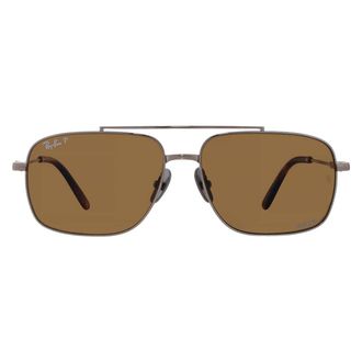 Ray-Ban Ray Ban MICHAEL TITANIUM Polarized Brown Navigator Unisex Sunglasses RB8096 9266AN 59