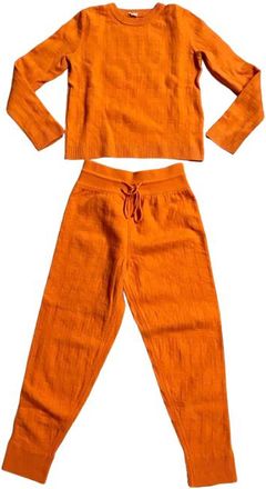 Herm&egrave;s Orange H Cashmere Two Piece Suit Size 38