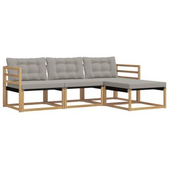 vidaXL Conjunto De Sof&aacute;s De Exterior 4 Pcs Blanco Y Gris Claro Vidaxl