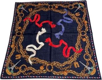 Celine Pre-owned Scarves, female, Blue, Size: ONE SIZE Pre-owned Silk Scarf