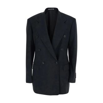 Tagliatore Jassen, Dames, Zwart, S, Wol, Double-breasted jas met klassieke revers