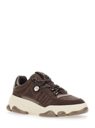 Pinko Womens Sneakers Athena 01 Brown Cow Leather Trainers