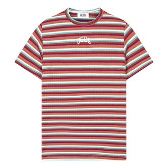 GCDS T-shirt a coste - - Tops - Donna - Rosso - 2XS