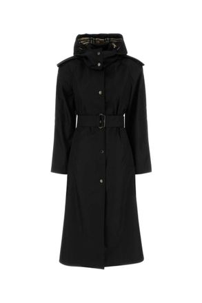 Burberry Black Shirt Collar Trench Coat