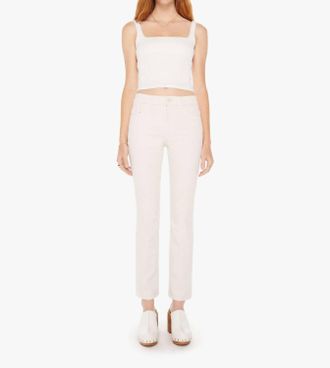 Mother Insider Flood Cropped Bootcut Jeans In Crystal Grey