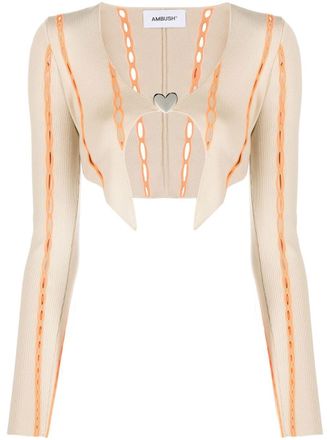 AMBUSH Cardigan crop con dettagli a contrasto - Toni neutri