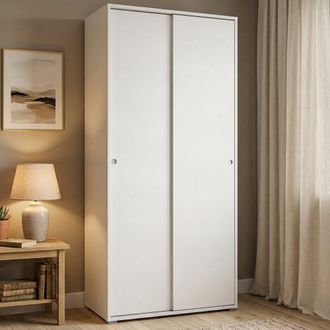 Dmora Armario Dbuti, Armario Con 2 Puertas Correderas Y 4 Baldas, Muebles De Dormitorio Multiusos Modernos, 100% Made In Italy, 90x45h195 Cm, Blanco - Dmora