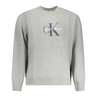 Calvin Klein Sweatshirts, male, Gray, Size: XL Terry Monologo Relaxed Sweatshirt