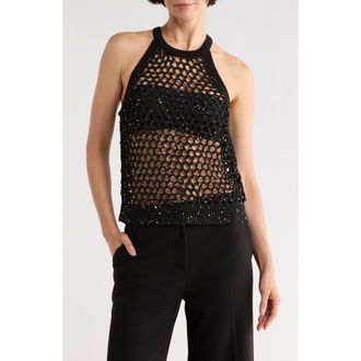 L'agence Parmida Embellished Tank in Black/Black Pearl at Nordstrom Rack, Size Xx-Large