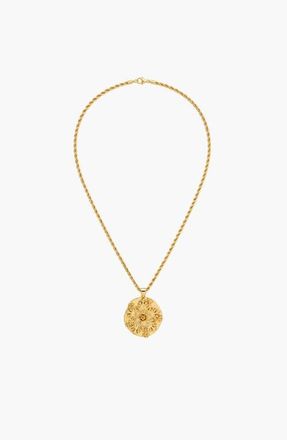Yoj Flower Pendant Rope Necklace In Gold at Nordstrom