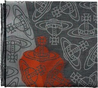 Vivienne Westwood Winter Scarves, female, Gray, Size: ONE SIZE Graffiti Orb Scarf 45X190