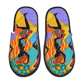 Generic Dancing African Womans Women Men Slippers Warm Sliders Cosy Shoes For Winter Outdoor Indoor M