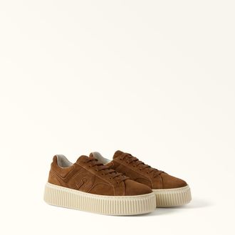 Furla Sky Sneakers Cognac H Brown Suede Woman