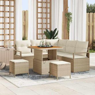 vidaXL Conjunto De Sof&aacute; De Jard&iacute;n Con Coj&iacute;n 8 Pcs Beige Y Crema Vidaxl
