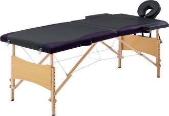 vidaXL Vidaxl Camilla De Masaje Plegable 2 Zonas Madera Negro