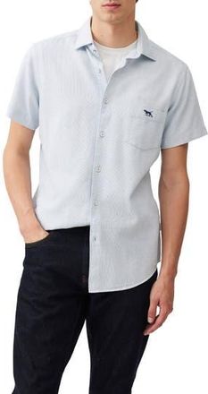 Rodd & Gunn Airtex Short Sleeve Cotton Button-Up Shirt in Sky at Nordstrom Rack, Size Xx-Large