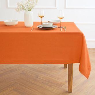 Solino Home Linen Tablecloth for Dining Table, Holiday and Everyday Dining Table Decor - Fete in Persimmon Orange at Nordstrom, Size X-Small