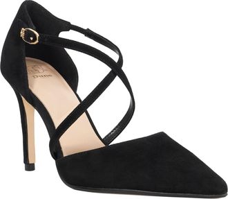Dune London Womens Ladies Corneti - Suede Cross Over Strap Court Shoes - Black - Size UK 8
