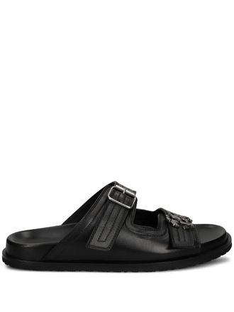 Roberto Cavalli leather sandals - men - Rubber/Calf Leather/Calf Leather - 42 - Black