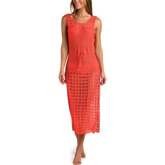 Sunshine 79 Haute Crochet Cover-Up Maxi Dress in Shocking Orange at Nordstrom, Size X-Small