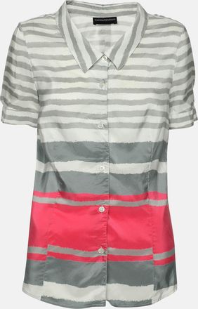 Emporio Armani Grey/pink Striped Silk Top