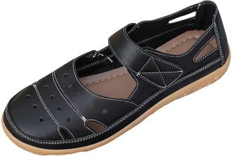 Generic Closed Toe Leather Sandals Women UK, Ladies Outdoor Walking Sandals Casual Hollow Out Summer Shoes Fashion Holiday Beach Easy Fasten Hiking Trekking W